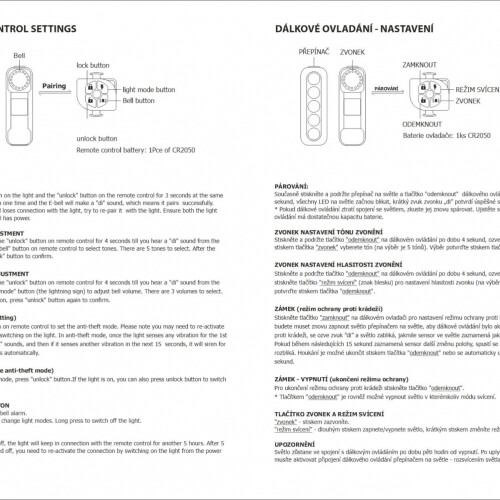 návod pro dálkový ovladač