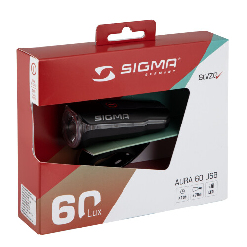 světlo přední SIGMA AURA 60 USB, černé